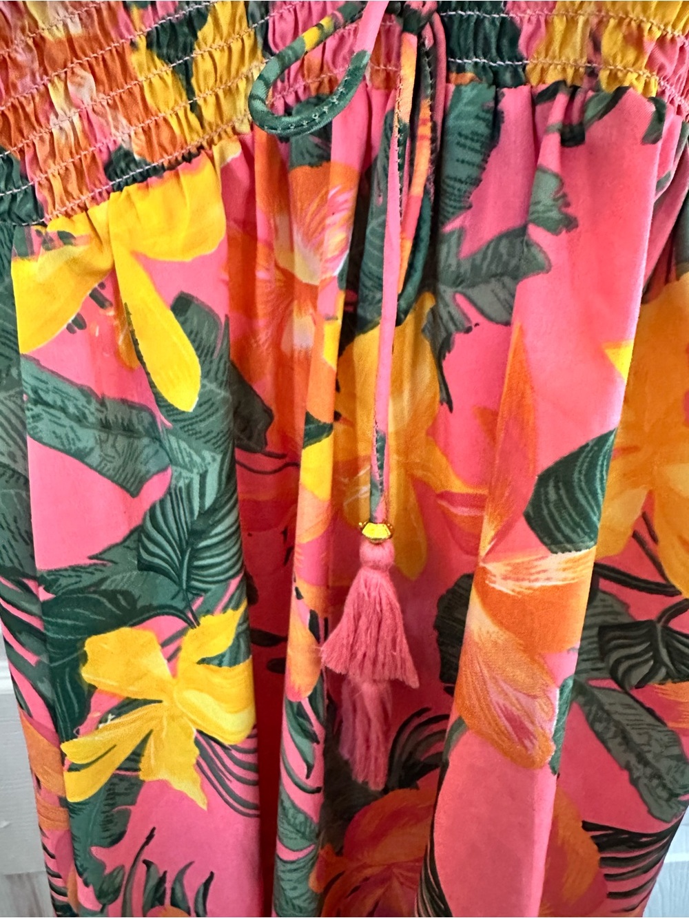 Women’s Pink Tropical Floral Maxi Dress - Picture 4 of 4
